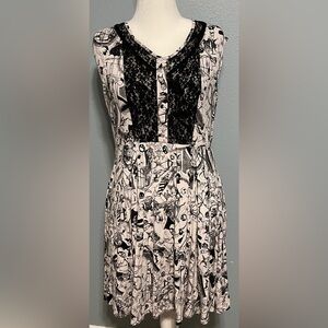 Nightmare Before Christmas Dress Black Lace Panel Goth Y2K Alt Grunge Medium